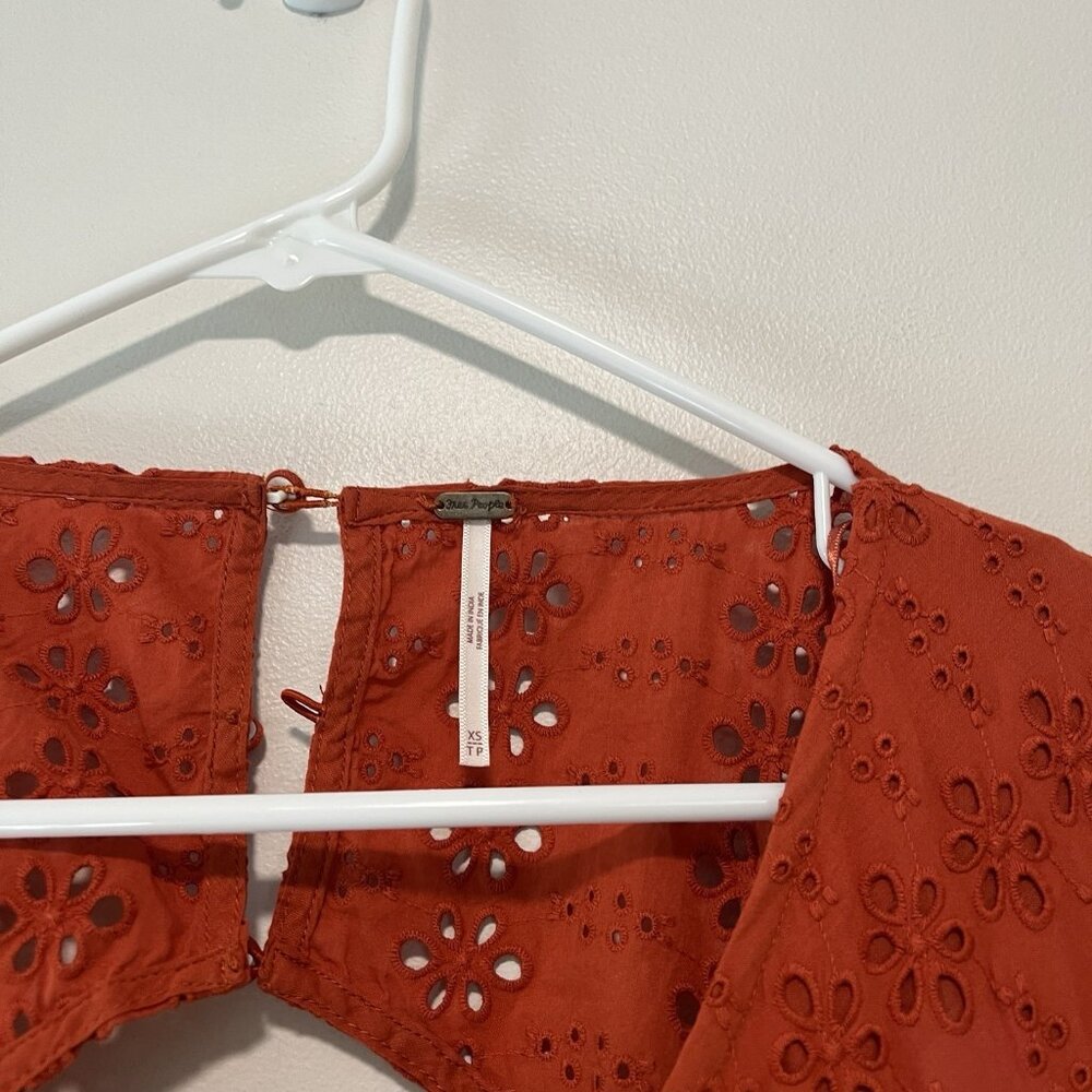 Free People Orange‎ Mockingbird Maxi Eyelet Open Back Dress Size XS - Picture 5 of 10